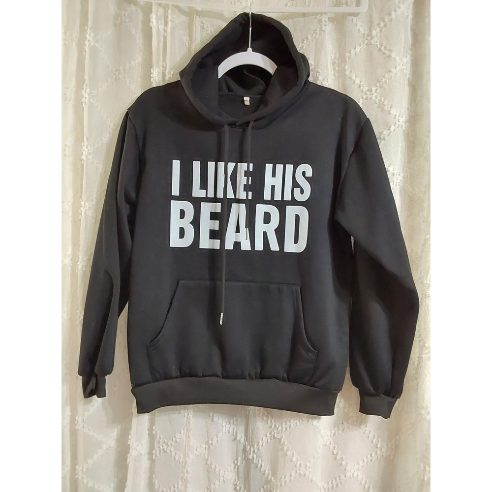 I LIKE HIS BEARD Black Graphic Hoodie Sweatshirt Smallβ Mens Womens Unisex